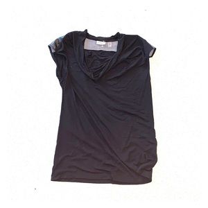 DKNYC Black short sleeve top w/ faux leather